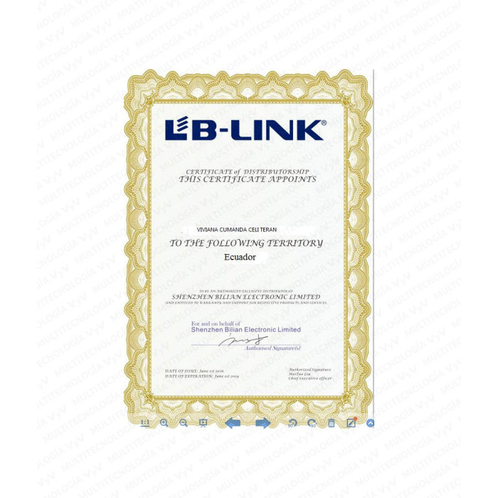 CERTIFICADO LB-LINK