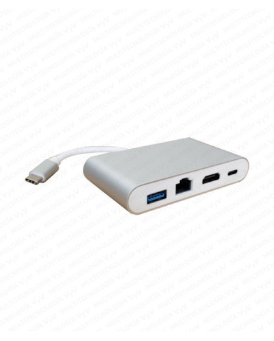 VC-HUB USB 3.1 TIPO C A 3 PTO USB 3.0 + 1 PTO RJ45 TAMAÑO 17CM