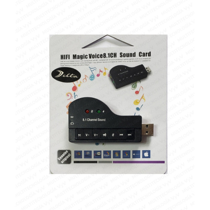VC-TARJETA EXTERNA USB DE SONIDO 2 ENTRADAS 8.1 CANALES