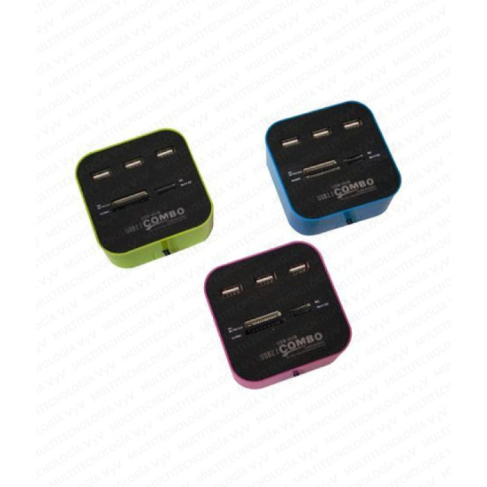VC-HUB USB 2.0 3 PUERTOS MAS LECTOR TARJETAS MOD: CR-92