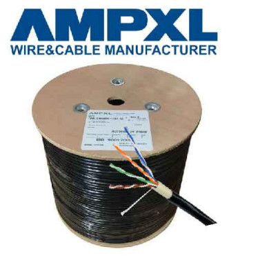 AM-AMPXL CABLE UTP EXTERIOR CAT5E BOBINA 50%CU 50%AL 305M 24 AWG NEGRO
