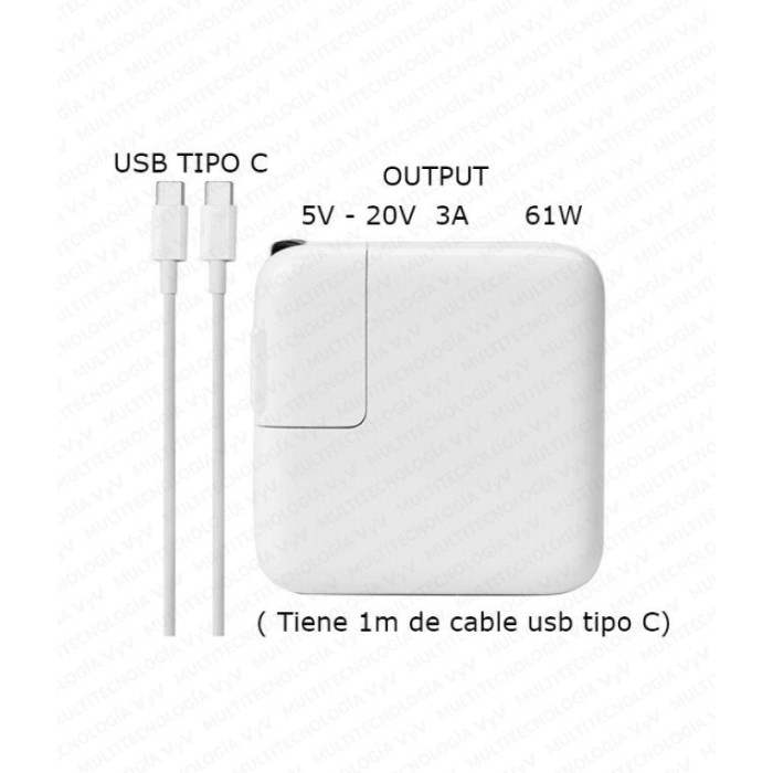 AU-CARGADOR PARA MAC TIPO C DE 61W DE 5V 9V 12V 15V 18V 20V 3A