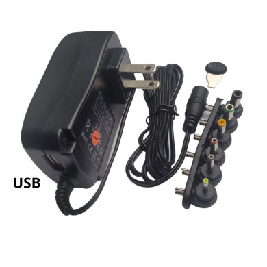 AU-CARGADOR UNIVERSAL 30W 6 PLUG 3-12V + USB 2.0