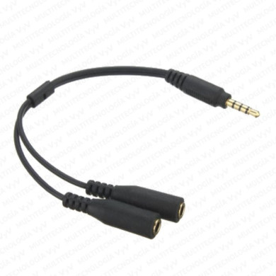 VC-CABLE DE AUDIO 3.5MM 1 MACHO 2 HEMBRA MIC+SPEAKER