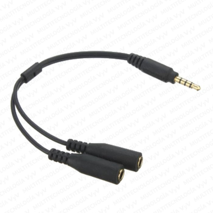 VC-CABLE DE AUDIO 3.5MM 1 MACHO 2 HEMBRA MIC+SPEAKER