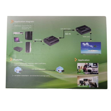 VC-EXTENSOR DE SEÑAL HDMI DE 60 M CON CABLE UTP CAT5E/CAT6