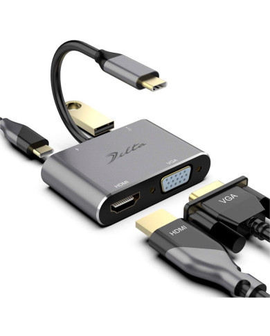 VC-HUB USB 3.1 TIPO C MOD. BYL-2001 4 PUERTOS (HDMI+VGA+USB3.0+PD)