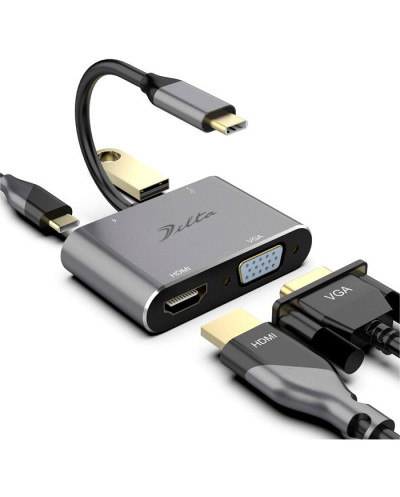 VC-HUB USB 3.1 TIPO C MOD. BYL-2001 4 PUERTOS (HDMI+VGA+USB3.0+PD)
