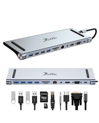 VC-HUB USB 3.1 TIPO C MOD. BYL-2001 4 PUERTOS (HDMI+VGA+USB3.0+PD)