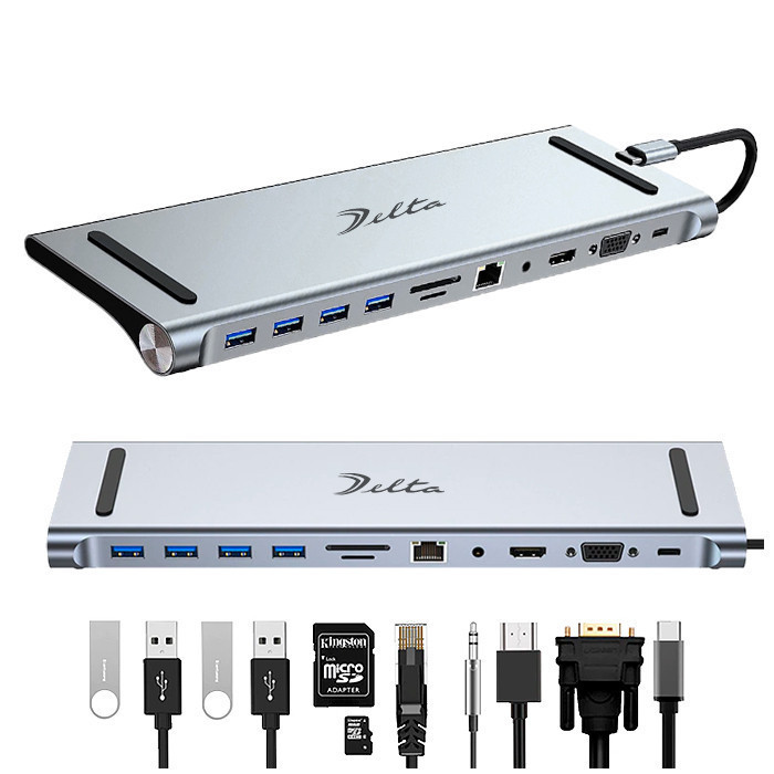 VC-HUB USB 3.1 TIPO C MOD. BYL-2003 11 PUERTOS HDMI+ USB3.0+USB2.0*3+RJ45+VGA+ PD+AV+SD+TF