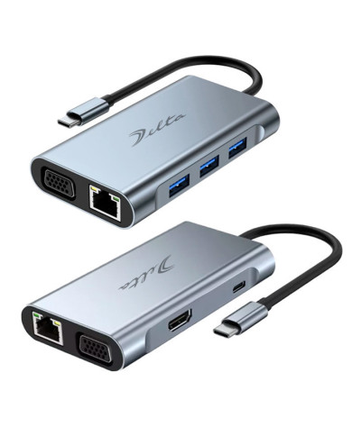 VC-HUB USB 3.1 TIPO C MOD. BYL-2111 7 PUERTOS (HDMI+VGA+RJ45+USB 3.0+USB 2.0*2+PD)
