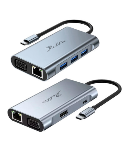 VC-HUB USB 3.1 TIPO C MOD. BYL-2003 11 PUERTOS HDMI+ USB3.0+USB2.0*3+RJ45+VGA+ PD+AV+SD+TF