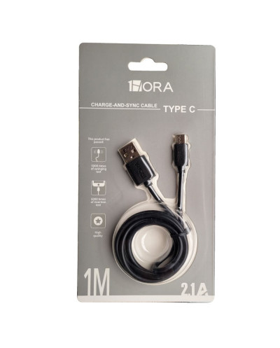1H-CAB184N CABLE USB TIPO C 2.1A L-1M NEGRO