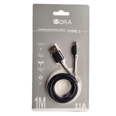1H-CAB184N CABLE USB TIPO C 2.1A L-1M NEGRO