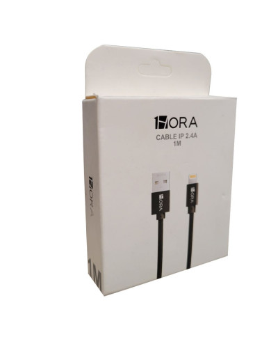 1H-CAB250N CABLE TRENSADO USB PARA IPHONE 2.4A L-1M NEGRO