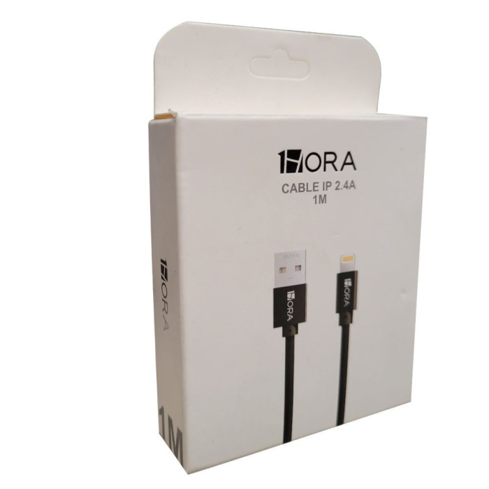 1H-CAB250N CABLE TRENSADO USB PARA IPHONE 2.4A L-1M NEGRO