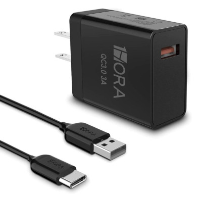 1H-GAR092B COMBO CARGADOR TIPO C + CABLE USB L-1M 18W NEGRO
