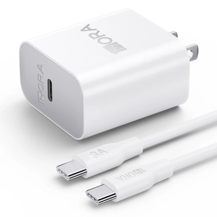 1H-GAR147 COMBO CARGADOR TIPO C PD 20W 3A CABLE L-1M BLANCO