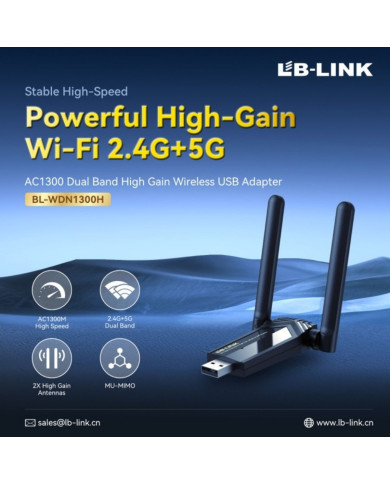 LB-USB WIRELESS WDN1300H  2,4G 5G ALTA GANANCIA