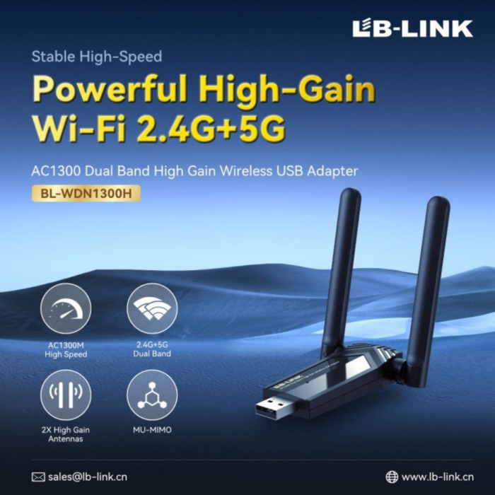 LB-USB WIRELESS WDN1300H  2,4G 5G ALTA GANANCIA