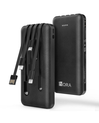 1H-GAR148N BANCO DE PODER 10000 mAh CUATRO CABLES USB / V8 / TIPO C / IPHONE