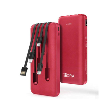 1H-GAR148N BANCO DE PODER 10000 mAh CUATRO CABLES USB / V8 / TIPO C / IPHONE